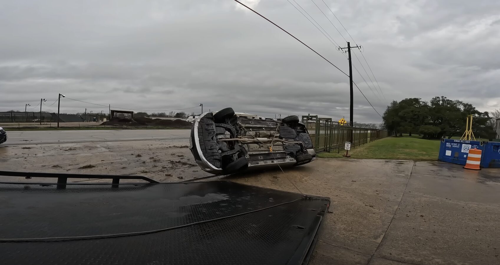 Emergency Towing - Professional accident recovery and vehicle rescue Vehicle accident scene requiring emergency towing and recovery services